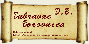 Dubravac Borovnica vizit kartica